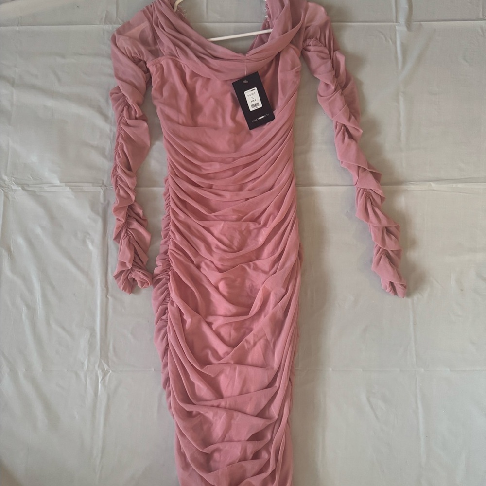 Elegant Pink Ruched Dress